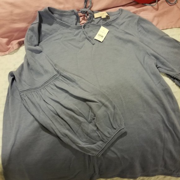 LOFT Bell Sleeve Top Blue XL - Picture 1 of 3